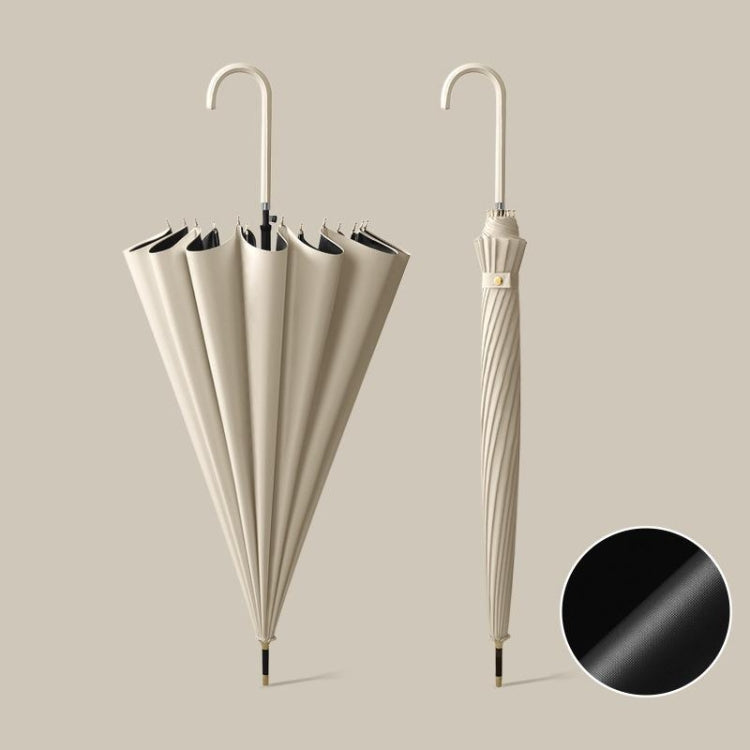 16 Bone Automatic Long Handle Double Sunny And Rain Dual Use Umbrella, Color: Vinyl Beige