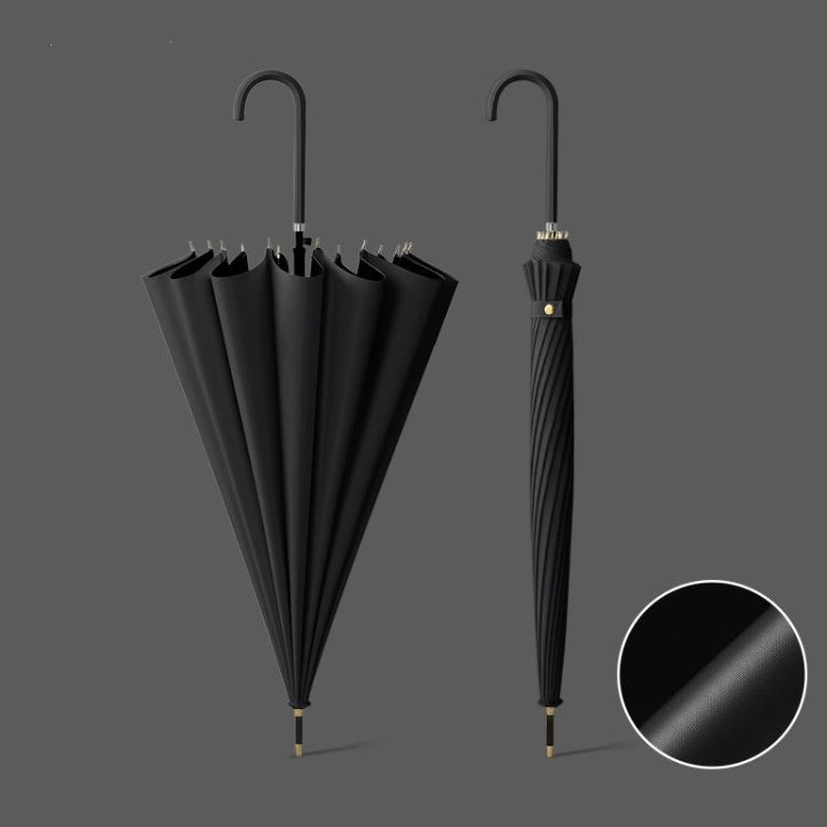 16 Bone Automatic Long Handle Double Sunny And Rain Dual Use Umbrella, Color: Vinyl Black