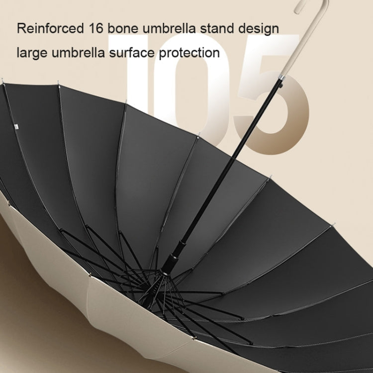 16 Bone Automatic Long Handle Double Sunny And Rain Dual Use Umbrella, Color: Vinyl Black