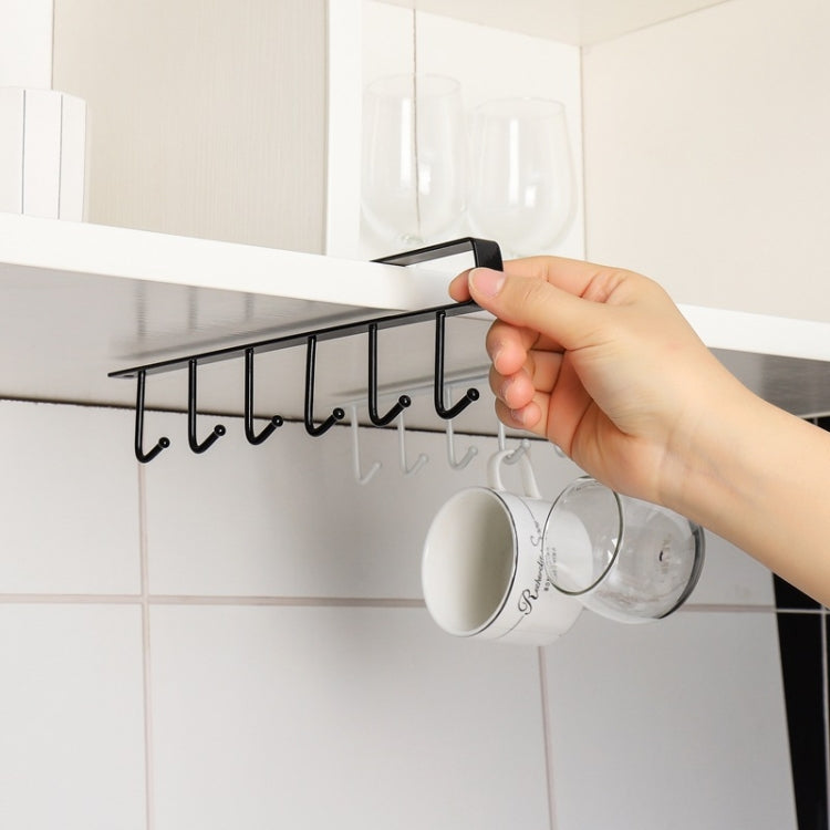6 Even Iron Hook Hanging Cup Holder Cabinet Storage Hanger(Black)