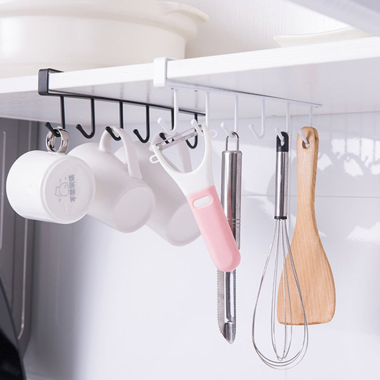 6 Even Iron Hook Hanging Cup Holder Cabinet Storage Hanger(Black)