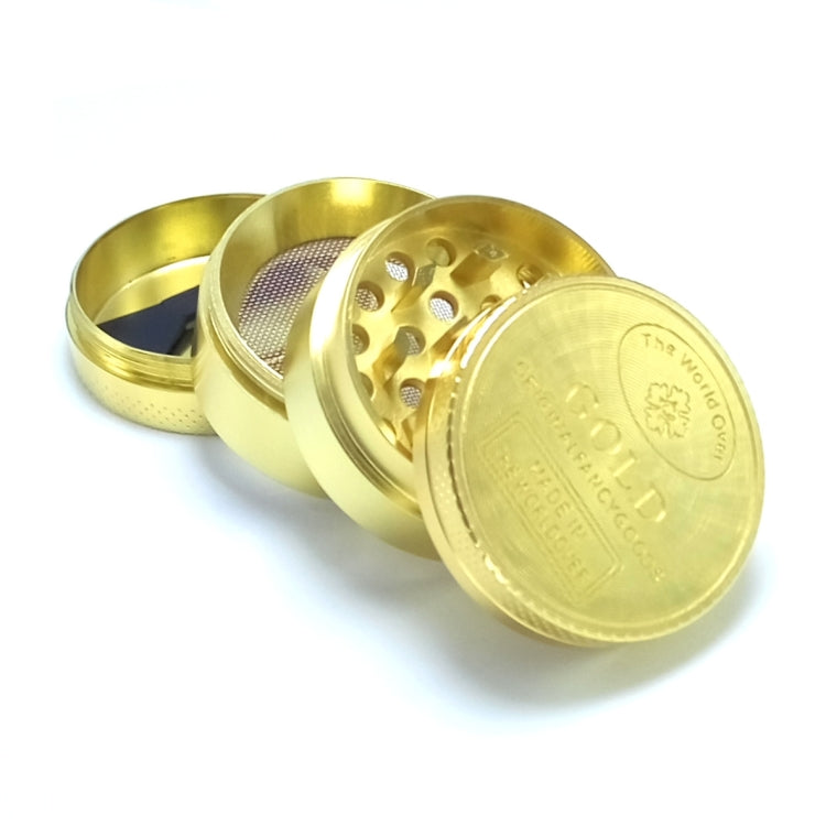 40mm 4 Layers Gold Coin Pattern Zinc Tobacco Grinder