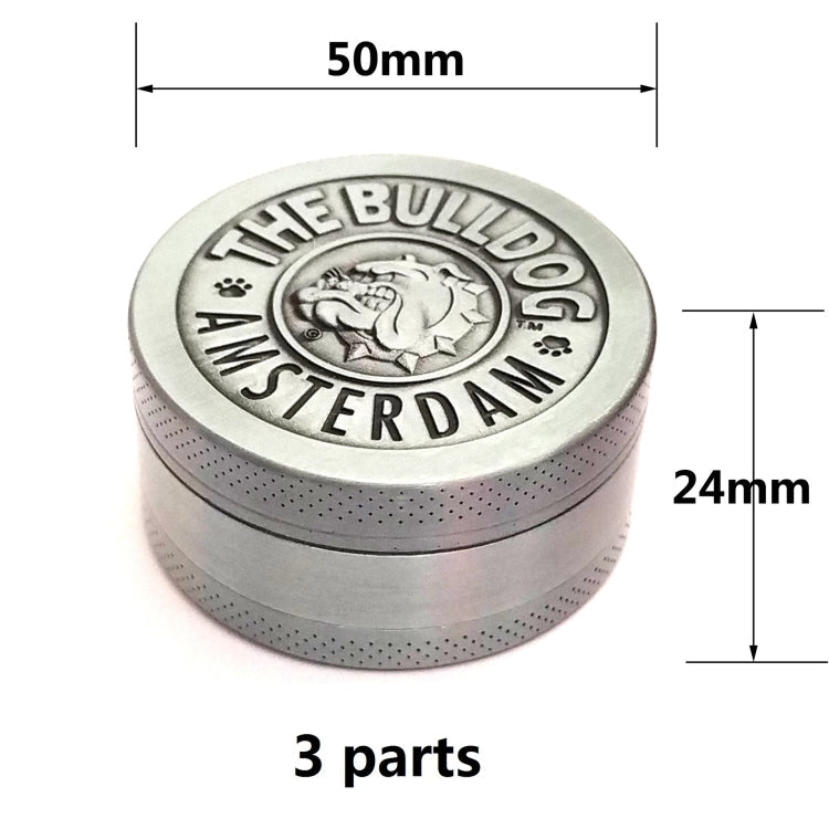 50mm  Bulldog Grinder Tobacco Herb Zinc Alloy Grinders, Spec: 3-layer Ancient Silver