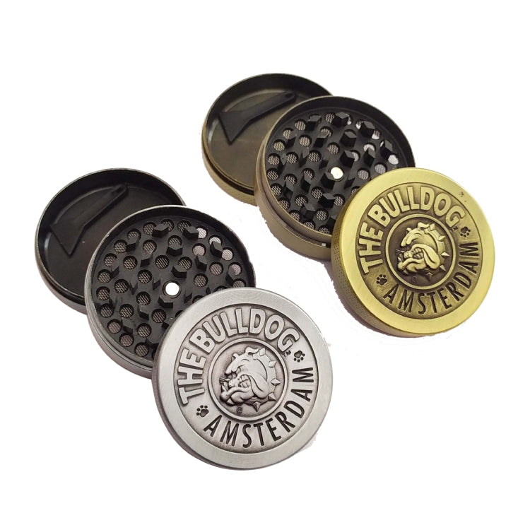 50mm  Bulldog Grinder Tobacco Herb Zinc Alloy Grinders, Spec: 3-layer Ancient Silver