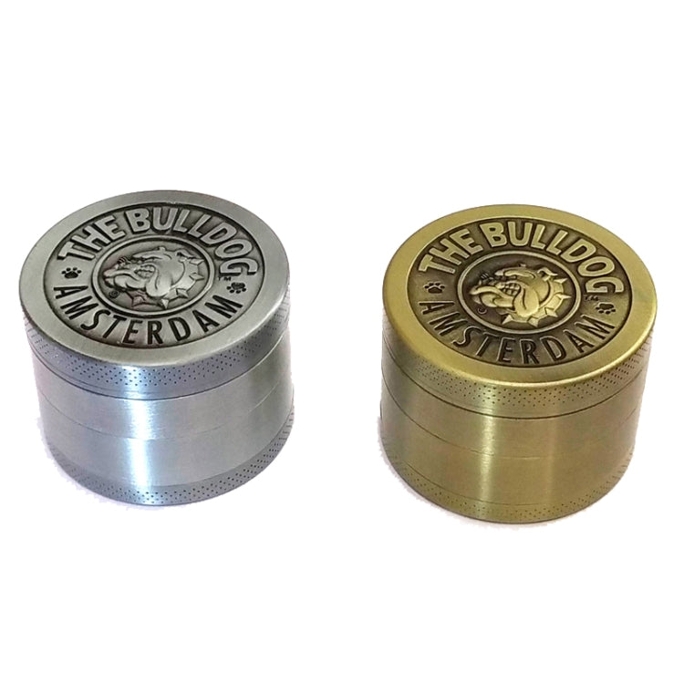 50mm  Bulldog Grinder Tobacco Herb Zinc Alloy Grinders, Spec: 4 -layer Ancient Silver