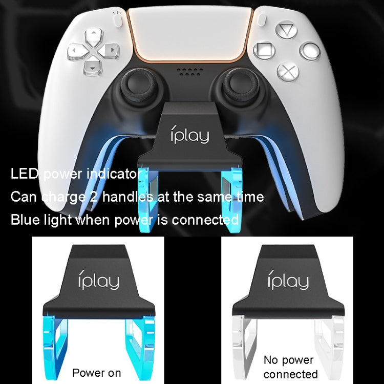 iplay HBP-289 For PS5 Game Handle Dual Seat Charger Touch Point Charging Base(Black)