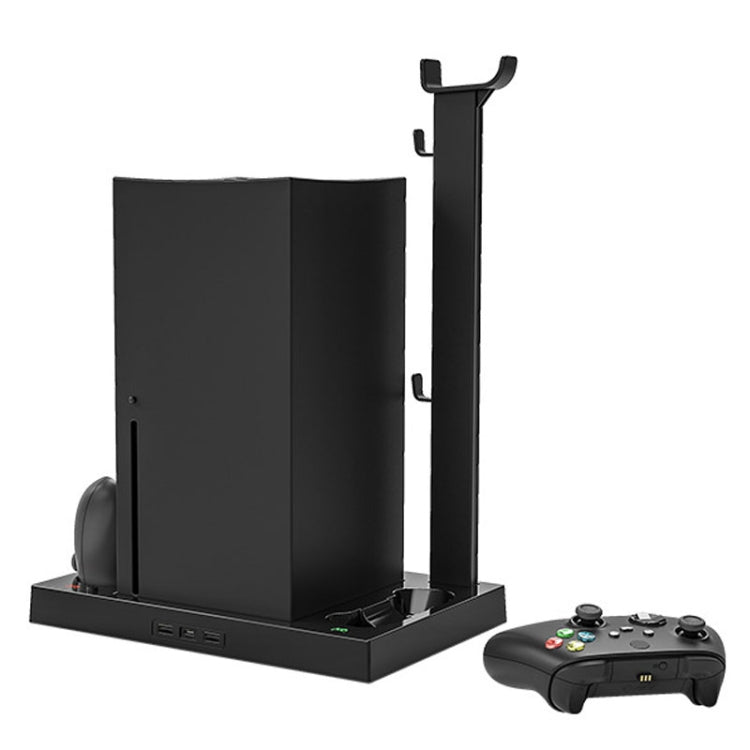 Iplay HBX-274 for Xbox Series X Host Multifunctional Heat Dissipation Base with Gamepad Double Charger(Black)