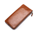 Men Long Wallet Soft Leather Zipper Mini Phone Bag Clutch Bag(Brown)