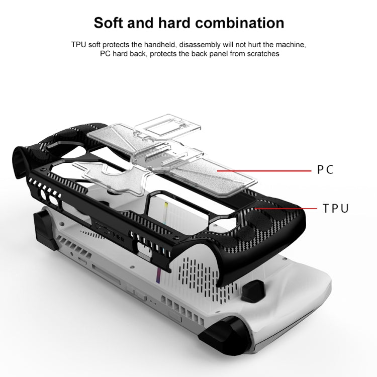 For ASUS Rog Ally Game Console PC+TPU Protective Case Cover With Bracket(Black+Transparent)