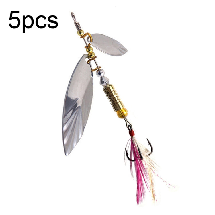 5pcs Rotation Luya Sequins Willow Leaf Feather Bait, Style: Copper Pendant Futaba 15g