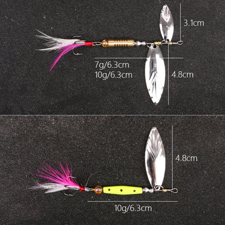 5pcs Rotation Luya Sequins Willow Leaf Feather Bait, Style: Copper Pendant Futaba 10g