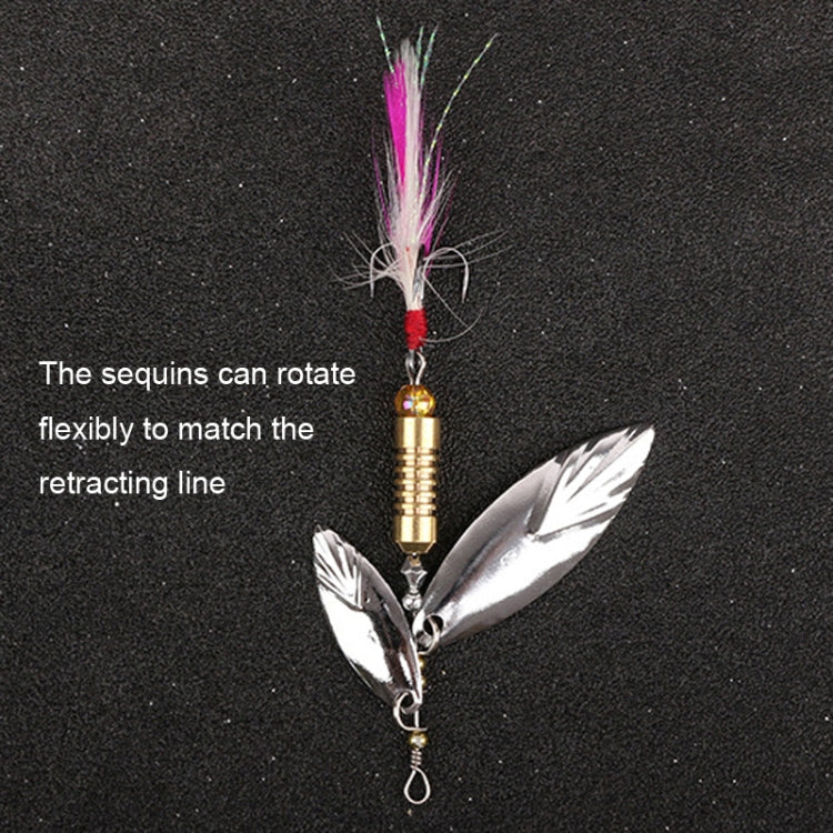 5pcs Rotation Luya Sequins Willow Leaf Feather Bait, Style: Copper Pendant Futaba 15g