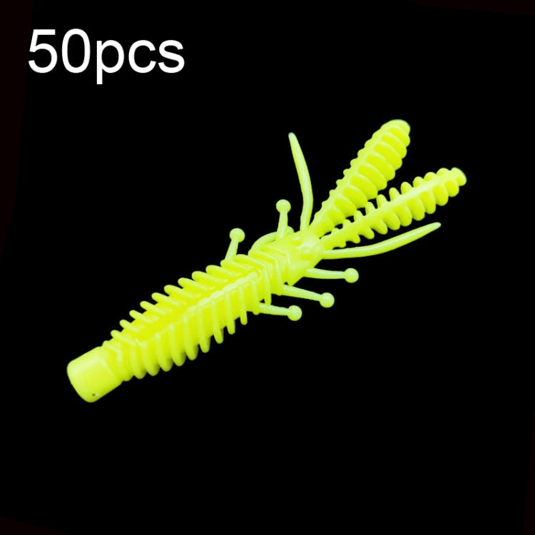 50pcs Large Reverse Threaded Floating Inverted Shrimp Bait(Yellow)