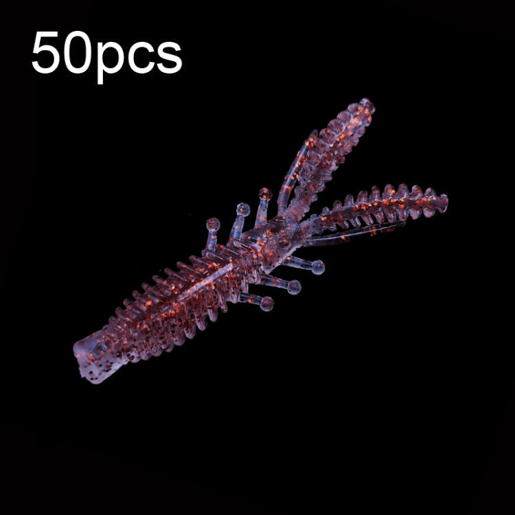 50pcs Large Reverse Threaded Floating Inverted Shrimp Bait(Flash Red)