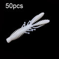 50pcs Large Reverse Threaded Floating Inverted Shrimp Bait(White)