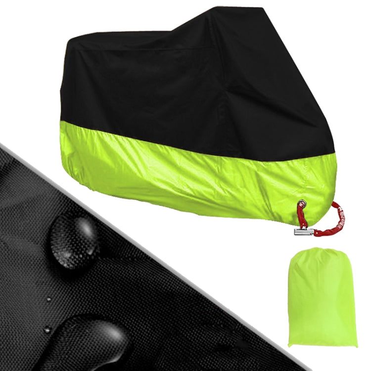 190T Motorcycle Rain Covers Dustproof Rain UV Resistant Dust Prevention Covers, Size: XXXXL(Black and Fluorescence Green)