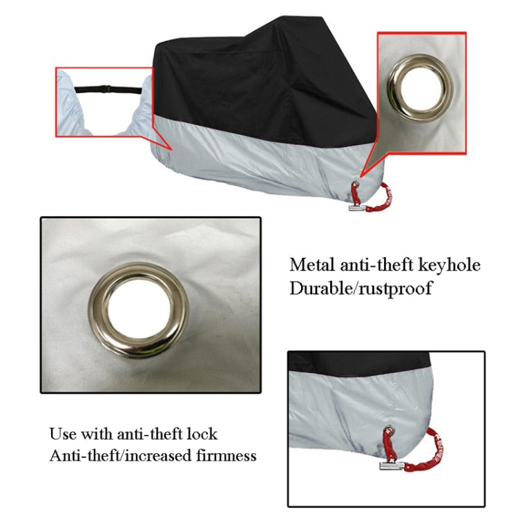190T Motorcycle Rain Covers Dustproof Rain UV Resistant Dust Prevention Covers, Size: XL(Black and Silver)