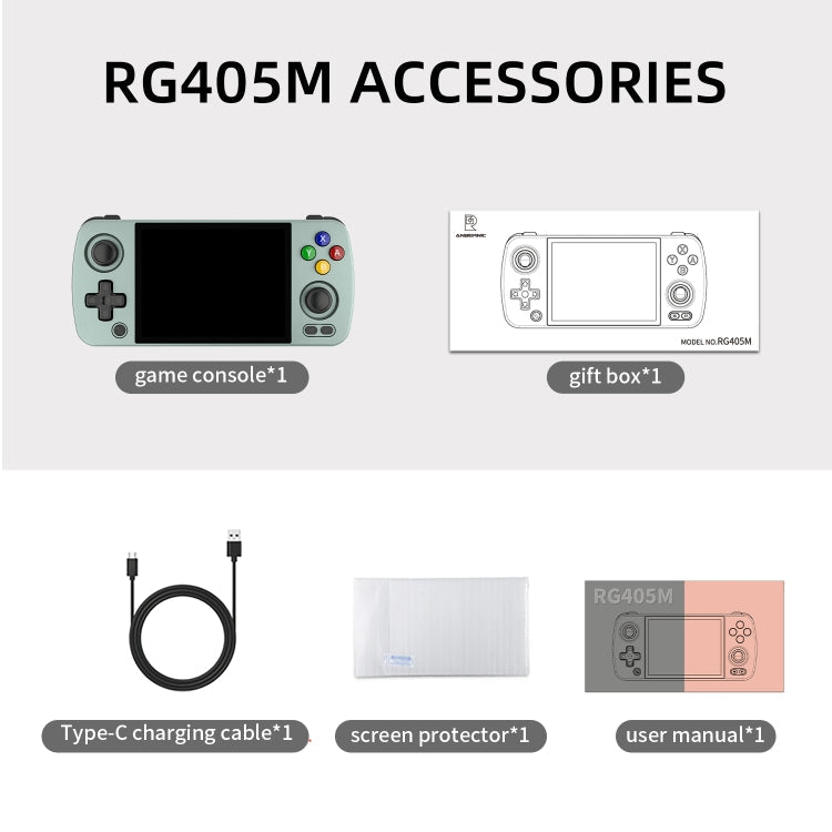 ANBERNIC RG405M Handheld Game Console 4 Inch IPS Touch Screen Aluminum Alloy Android 12 System 128G+128G 3100+Games(Black)