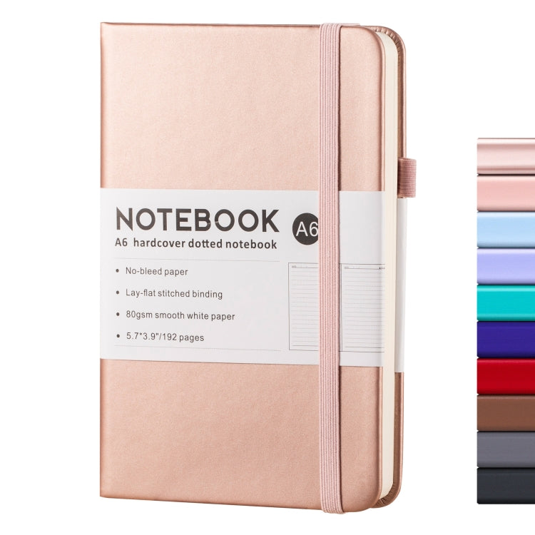 A6 PU Leather Notebook Business Notepad 96 Sheets Inner Pages(Rose Gold)