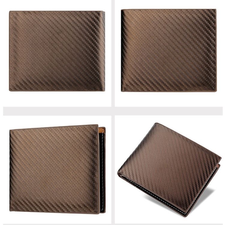 Men Wallet Carbon Fiber Horizontal Business Wallet Card Holder(Coffee)