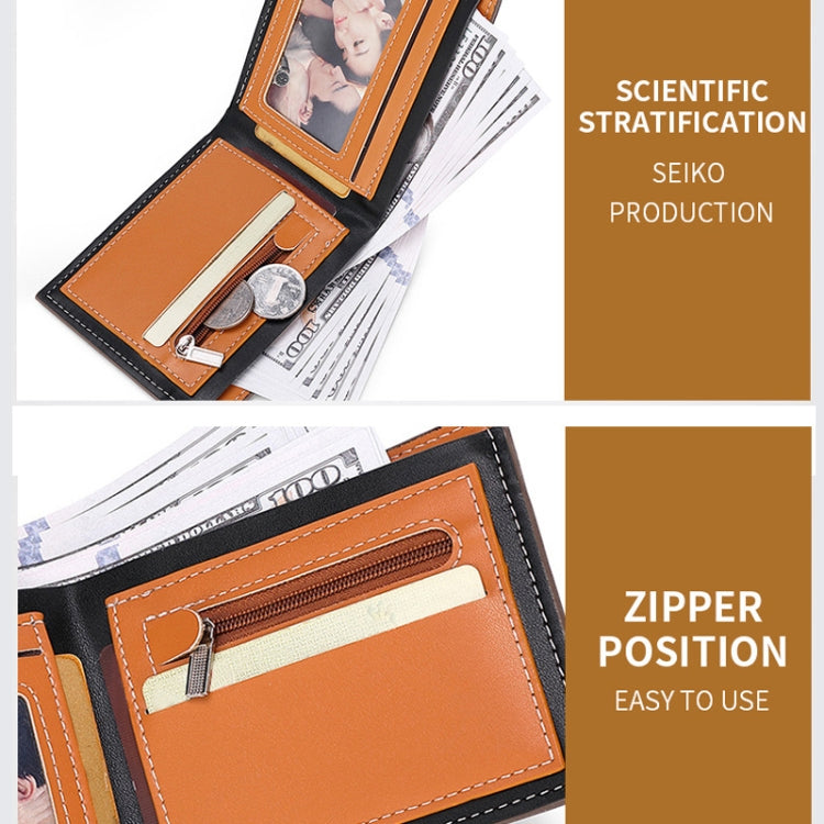 Men Wallet Carbon Fiber Horizontal Business Wallet Card Holder(Coffee)