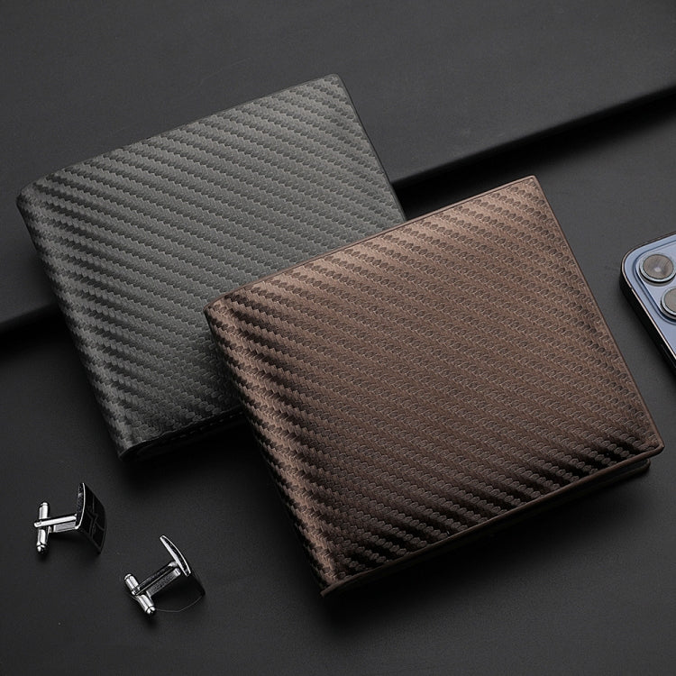 Men Wallet Carbon Fiber Horizontal Business Wallet Card Holder(Grey)