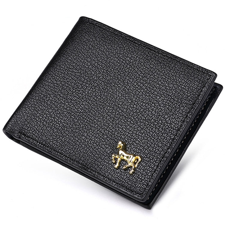 Men Horizontal Wallet Multifunctional Business Tri-fold Card Holder(Black)