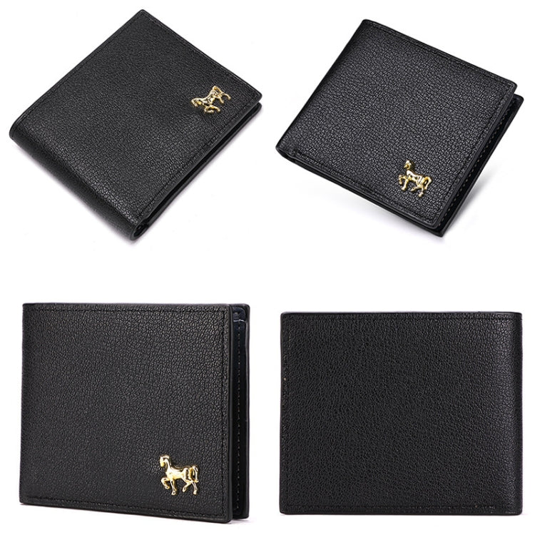 Men Horizontal Wallet Multifunctional Business Tri-fold Card Holder(Black)