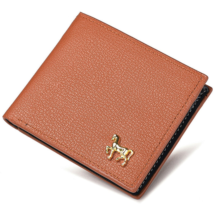 Men Horizontal Wallet Multifunctional Business Tri-fold Card Holder(Brown)