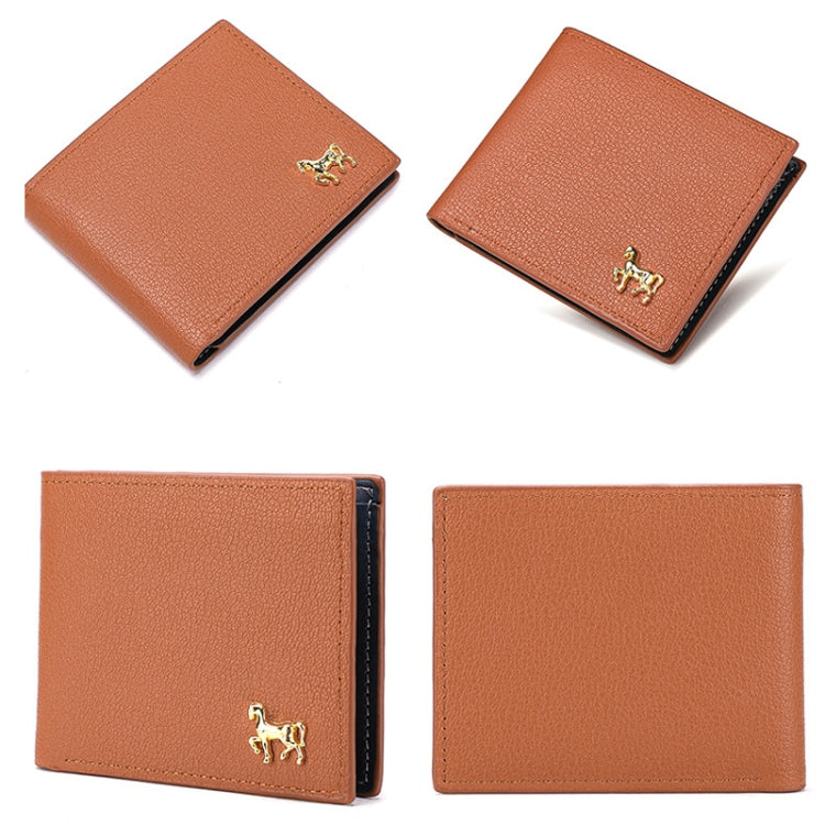 Men Horizontal Wallet Multifunctional Business Tri-fold Card Holder(Brown)