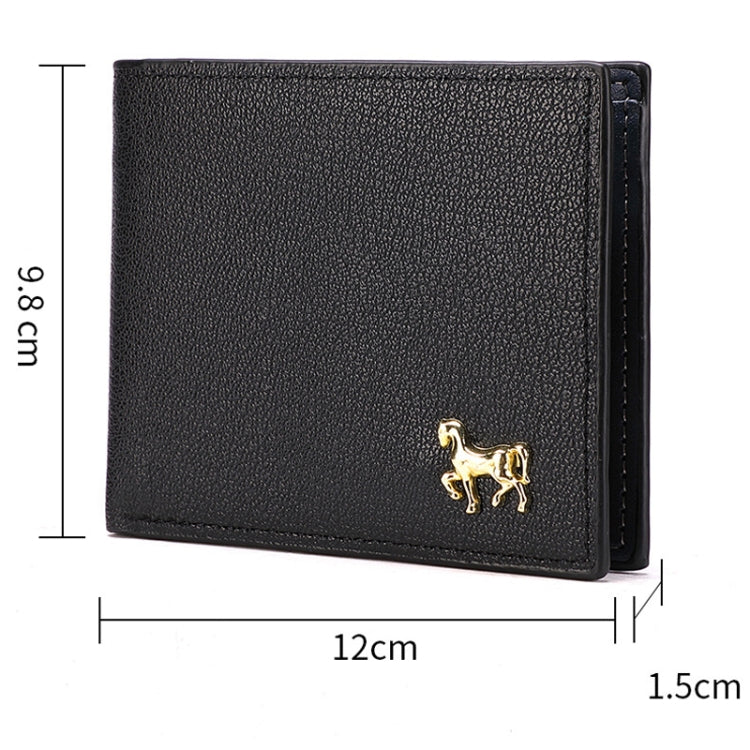 Men Horizontal Wallet Multifunctional Business Tri-fold Card Holder(Black)