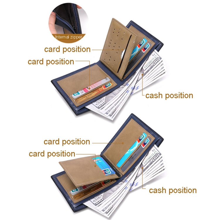 Men Horizontal Wallet Multifunctional Business Tri-fold Card Holder(Black)