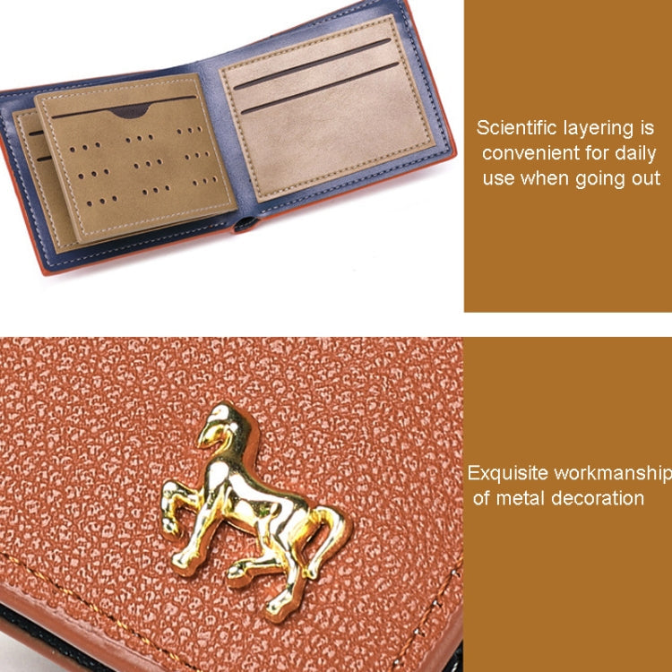 Men Horizontal Wallet Multifunctional Business Tri-fold Card Holder(Brown)