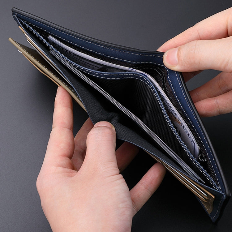 Men Horizontal Wallet Multifunctional Business Tri-fold Card Holder(Brown)