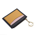 Women PU Leather Small Wallet Short Ultra-thin Color Contrast Splicing Card Holder(Black)