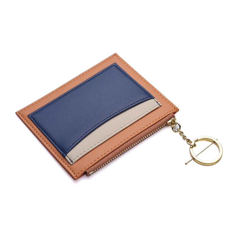 Women PU Leather Small Wallet Short Ultra-thin Color Contrast Splicing Card Holder(Orange)