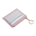 Women PU Leather Small Wallet Short Ultra-thin Color Contrast Splicing Card Holder(Pink)