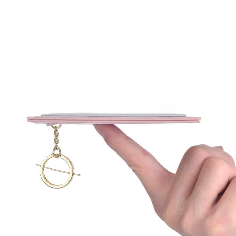 Women PU Leather Small Wallet Short Ultra-thin Color Contrast Splicing Card Holder(Pink)