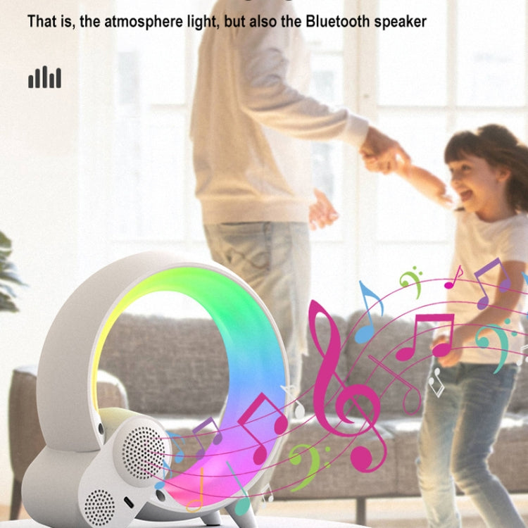 Multi-Functional RGBW Atmosphere Light Bluetooth Speaker Sunrise Wake-Up Lamp Digital Display Alarm Clock(White)