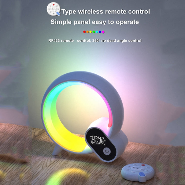 Multi-Functional RGBW Atmosphere Light Bluetooth Speaker Sunrise Wake-Up Lamp Digital Display Alarm Clock(White)