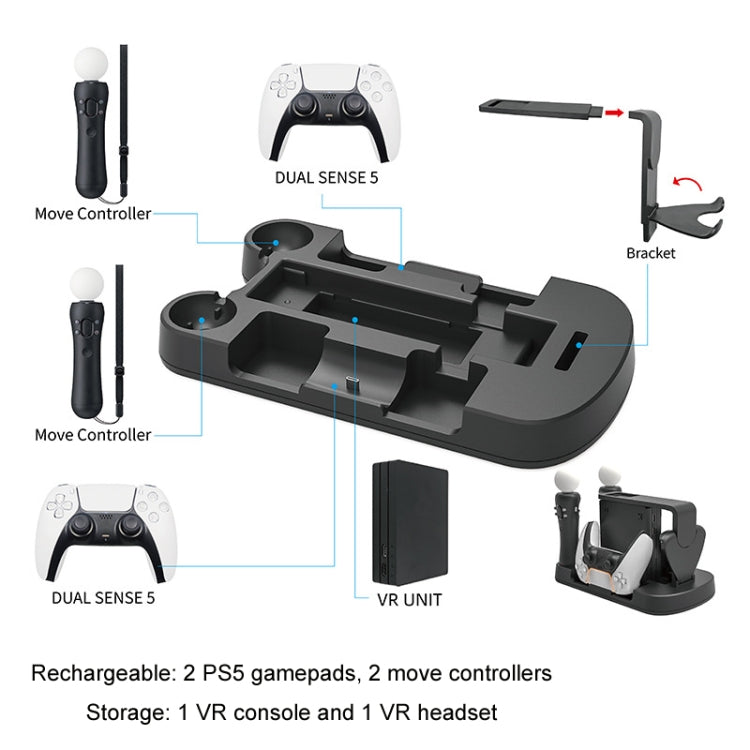 Iplay For PS5/Move/VR Multifunctional Storage Stand Charging Base(White)
