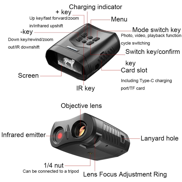 APEXEL 3-inch LCD HD Screen Photo Video Portable Binoculars Digital Infrared Night Vision Device(APL-NV009)