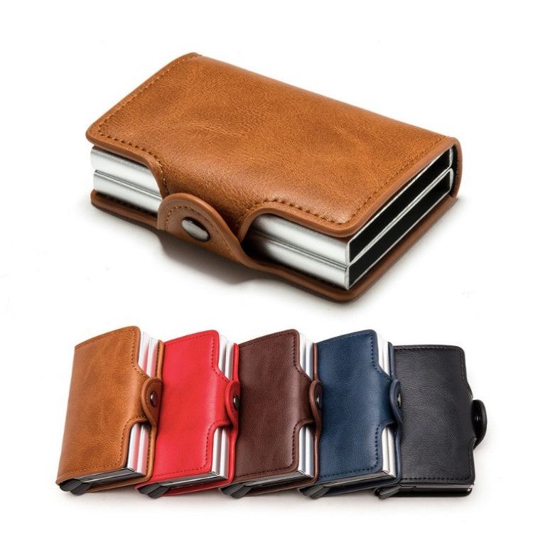 Automatic Pop-up Card Holder Metal Card Box RFID Credit Card Bank Card Box Wallet(Red)