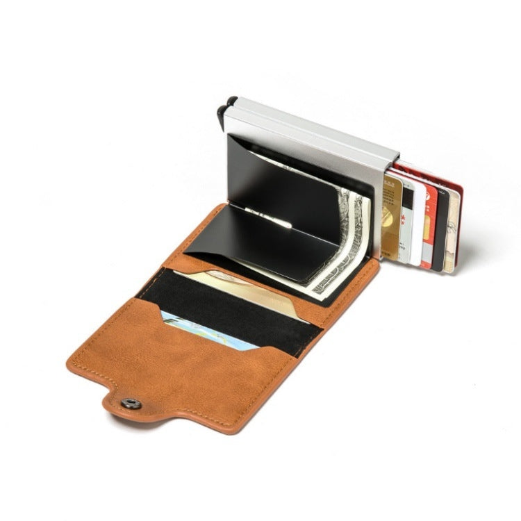 Automatic Pop-up Card Holder Metal Card Box RFID Credit Card Bank Card Box Wallet(Red)