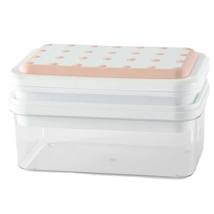 Double Llayer Ice Mold Folding Lid Press Ice Box(Pink)