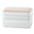 Double Llayer Ice Mold Folding Lid Press Ice Box(Pink)