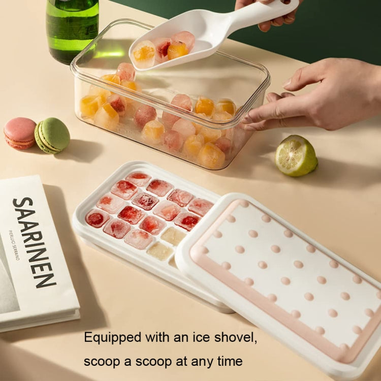 Double Llayer Ice Mold Folding Lid Press Ice Box(Pink)