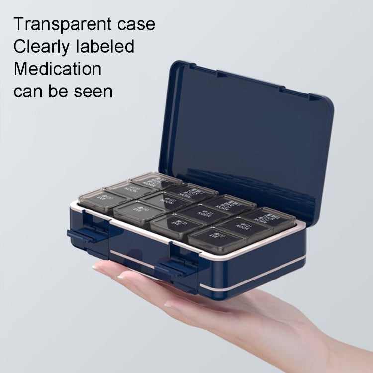 24 Grid Large Capacity Sealing Pills Case 3 Times A Day 7 Day Medicine Organizer Box(Blue)