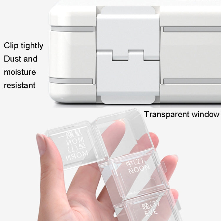 24 Grid Large Capacity Sealing Pills Case 3 Times A Day 7 Day Medicine Organizer Box(White)
