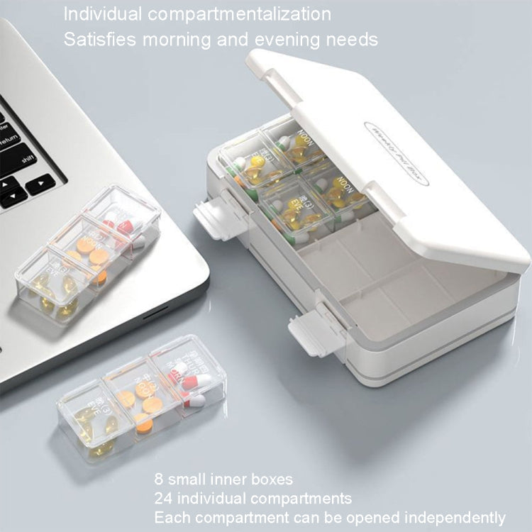 24 Grid Large Capacity Sealing Pills Case 3 Times A Day 7 Day Medicine Organizer Box(White)